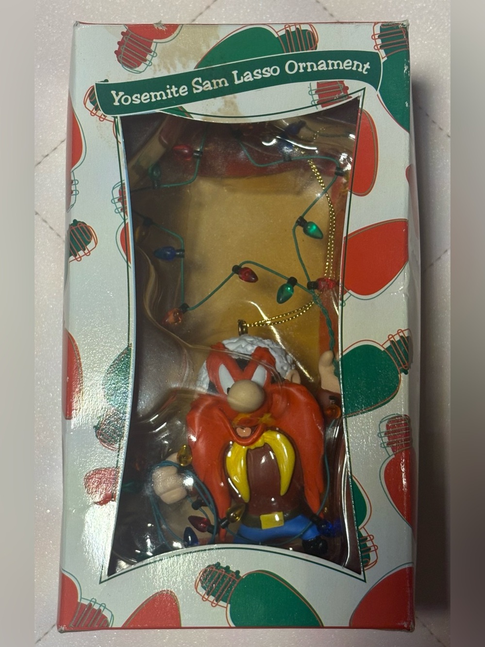 VTG 1999 Looney Tunes Yosemite Sam Lasso Christmas Ornament